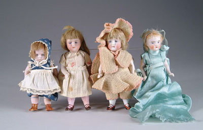 Appraisal: LOT OF FOUR ALL-BISQUE DOLLS Approximately in height all four