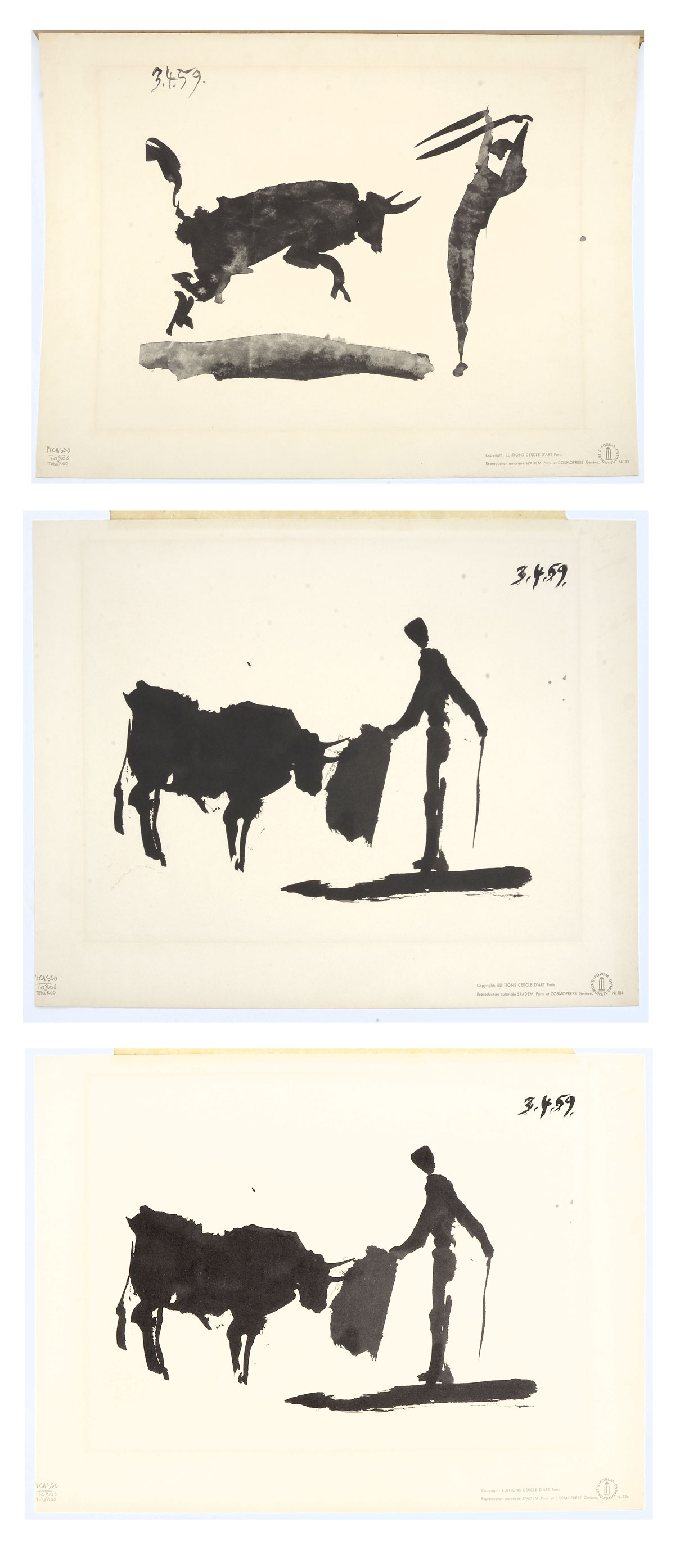 Appraisal: PICASSO LITHOGRAPHS FOR SPADEM TOROS Y TOREROS Matador with Bull