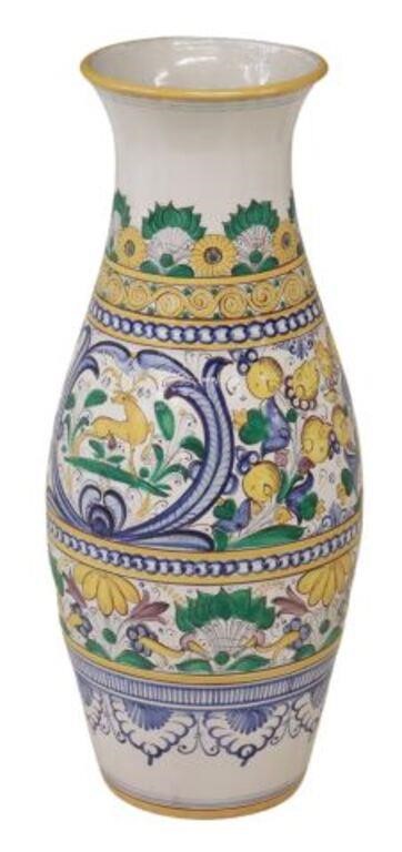 Appraisal: Tin-glazed earthenware tall vase Modra Slov Keramika Czechoslovakia dated wide