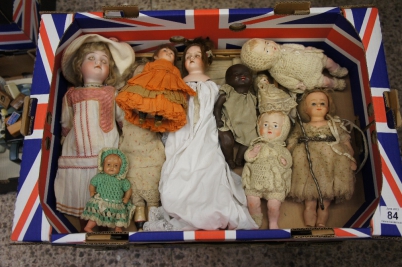 Appraisal: A good Quality Tray consisting Porcelain Headed Dolls Paper Machier