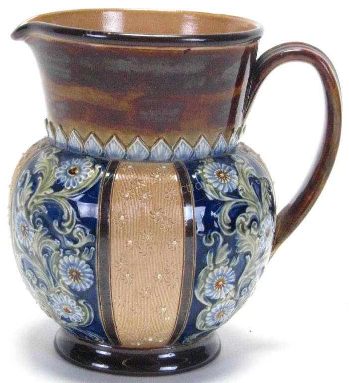 Appraisal: Royal Doulton Lambeth Pitcher mottled brown neck handle and base