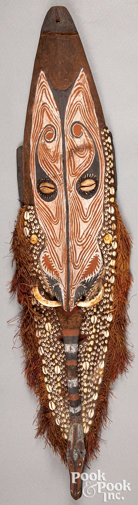 Appraisal: New Guinea ceremonial painted tribal mask New Guinea ceremonial painted