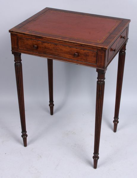 Appraisal: Early th Century English Sheraton mahogany sewing stand having fine