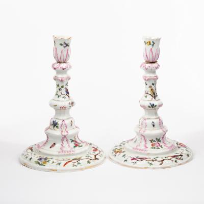 Appraisal: A pair of th century Meissen candlesticks with baluster columns