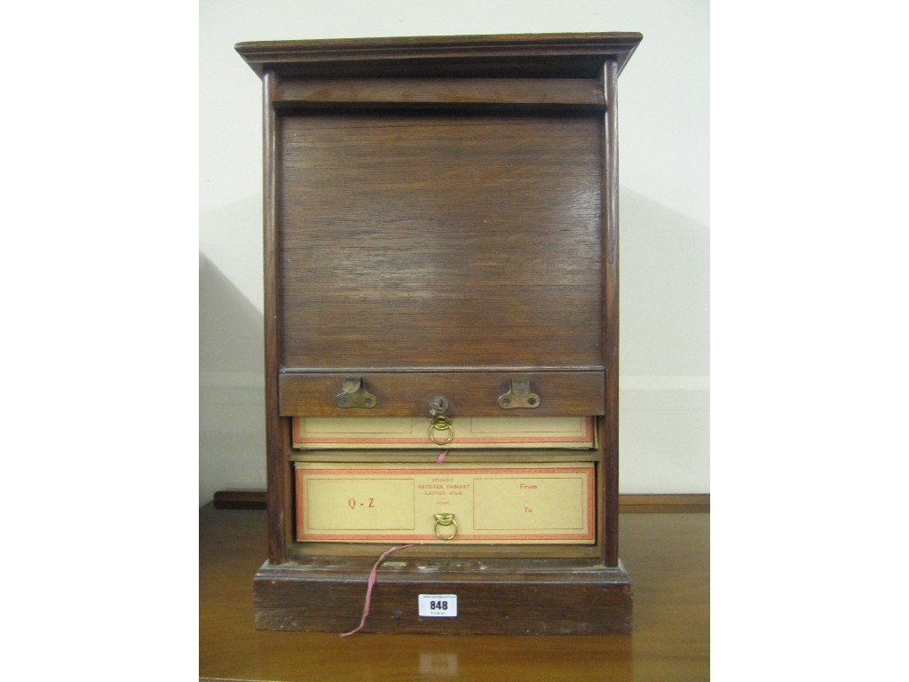 Appraisal: Oak filing cabinet with tambour shutter