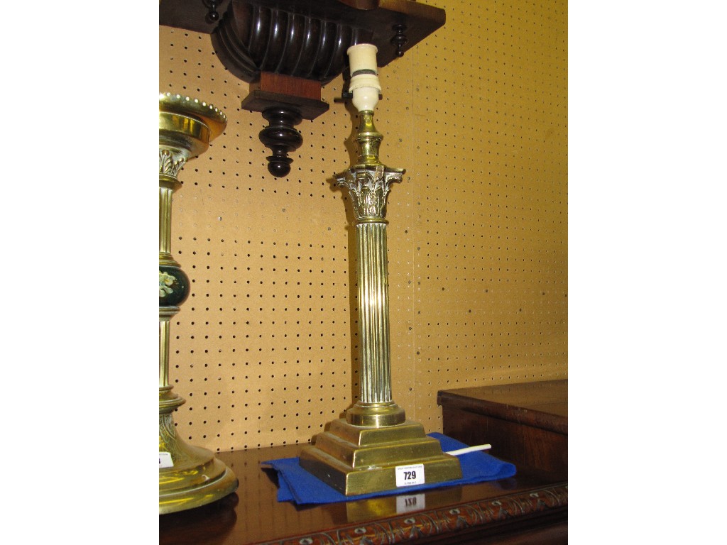 Appraisal: Brass Corinthian column table lamp