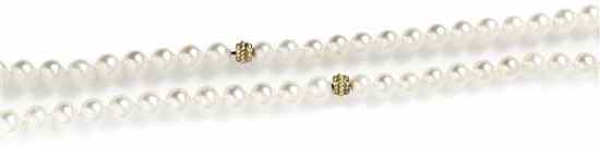 Appraisal: A Single Strand Graduated Pearl Necklace containing pearls measuring approximately