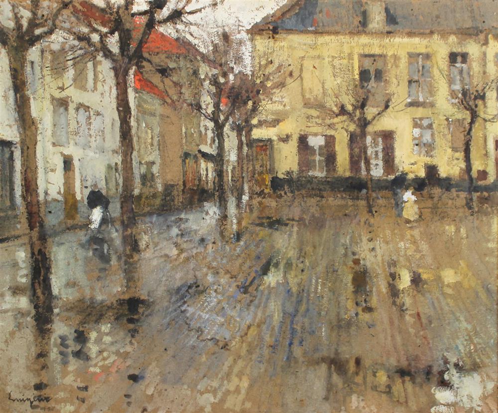 Appraisal: FERDINAND JEAN LUIGINI FRENCH - FRENCH STREET SCENE Oil on