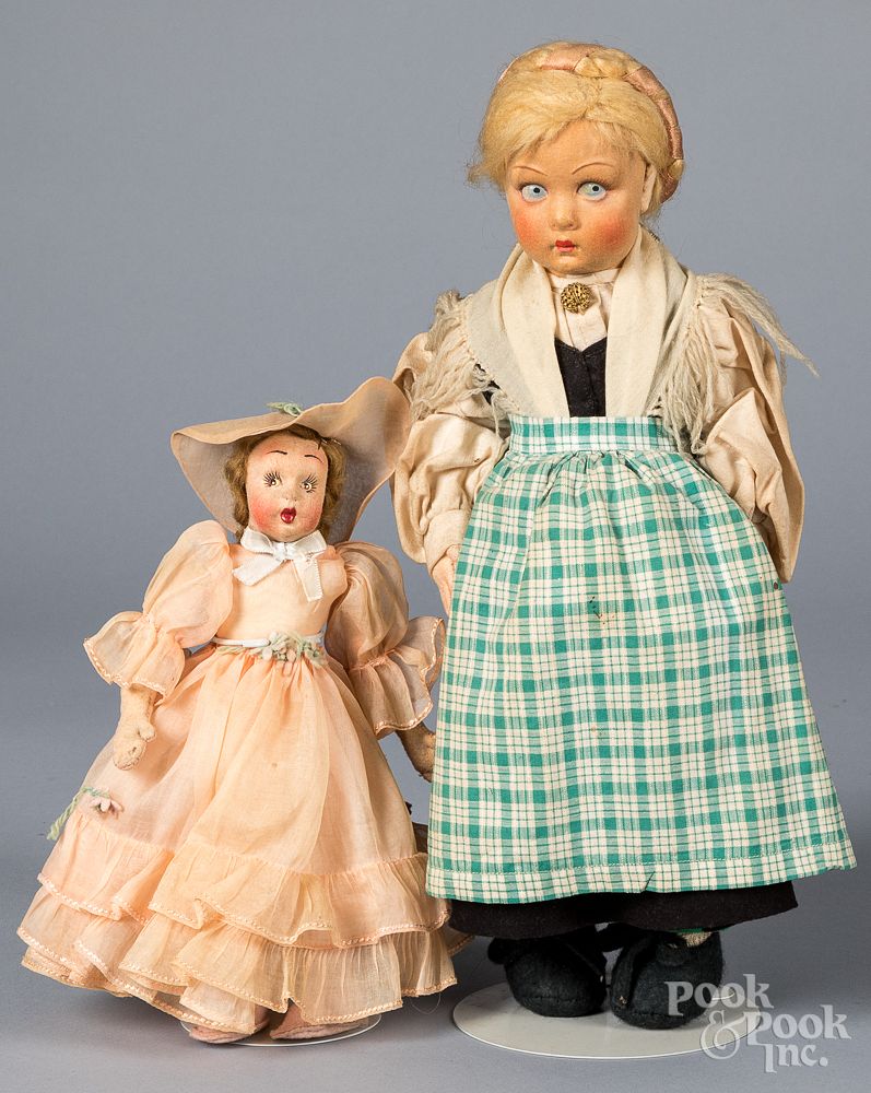 Appraisal: Two felt Lenci dolls in original outfits Two felt Lenci