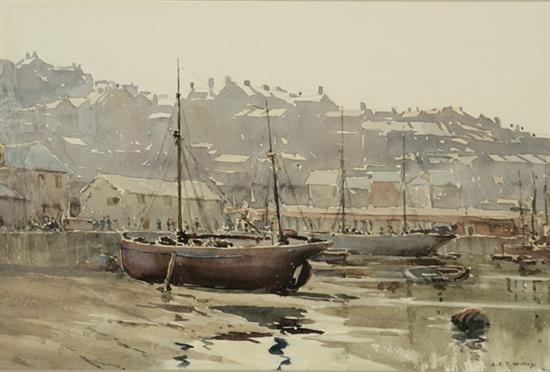 Appraisal: John Christopher Temple Willis British - Boats Docked at a