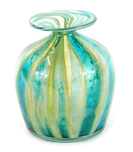 Appraisal: A Mdina art glass vase on a turquoise and yellow