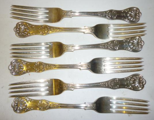 Appraisal: A SET OF SIX EDWARDIAN TABLE FORKS maker Jackson Fullerton