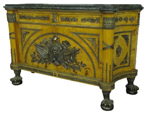 Appraisal: French Empire Period Style Sideboard with Marble top circa Birds