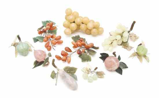 Appraisal: A Collection of Stone Fruits depicting plums grapes and other