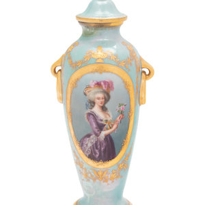 Appraisal: A Vienna Porcelain Covered Vase having an iridescent ground with