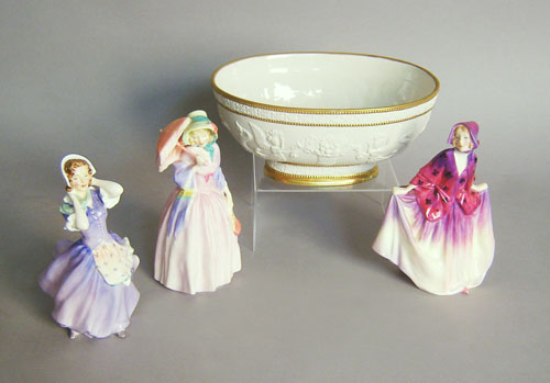 Appraisal: Three Royal Doulton figures h together with a Mottahedeh bowl