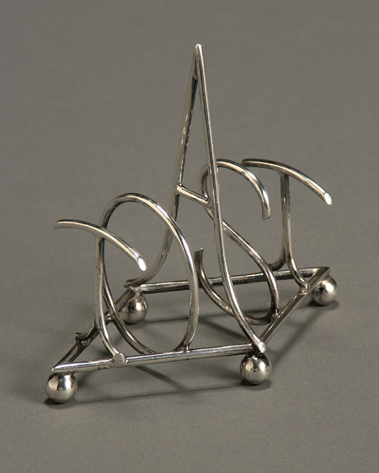 Appraisal: Edwardian Silver Toast Rack In the Manner of Christopher Dresser