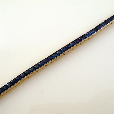 Appraisal: A sapphire set line bracelet the square cut sapphires are