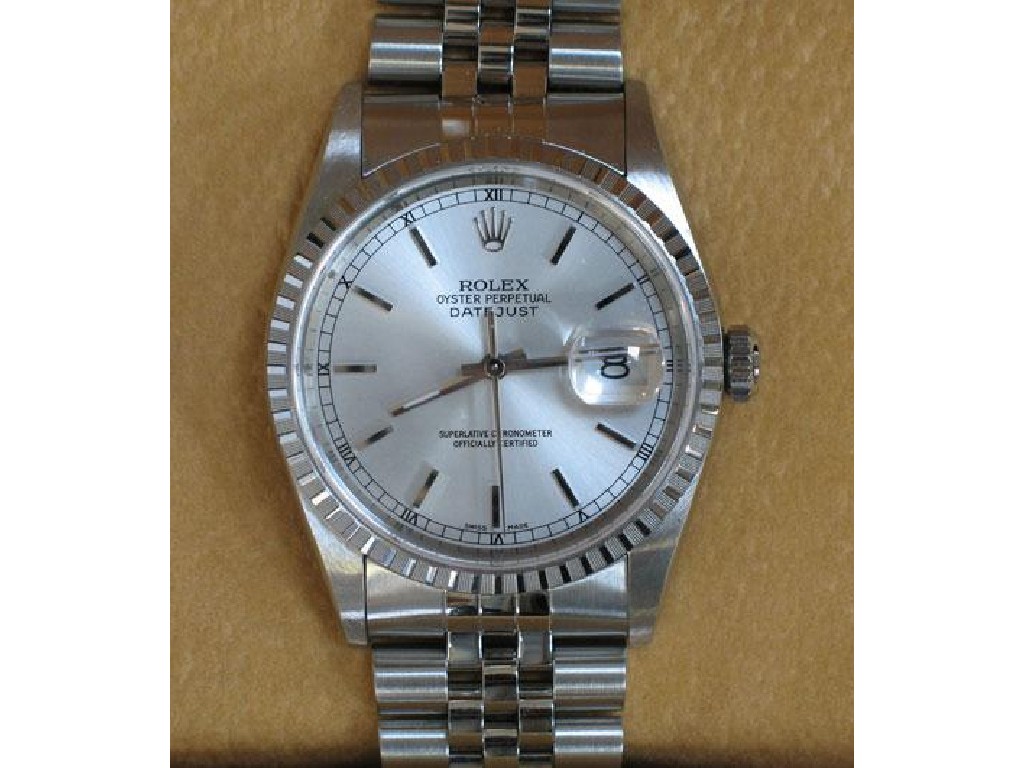 Appraisal: A GENTLEMANS ROLEX OYSTER PERPETUAL DATE JUST WRISTWATCH no the