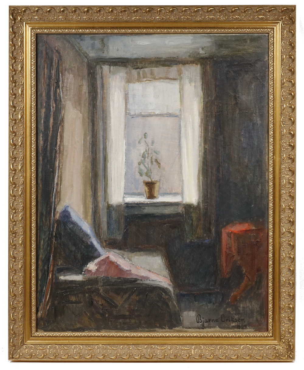 Appraisal: BJARNE ERIKSEN NORWAY DENMARK - Interior with Window oil on