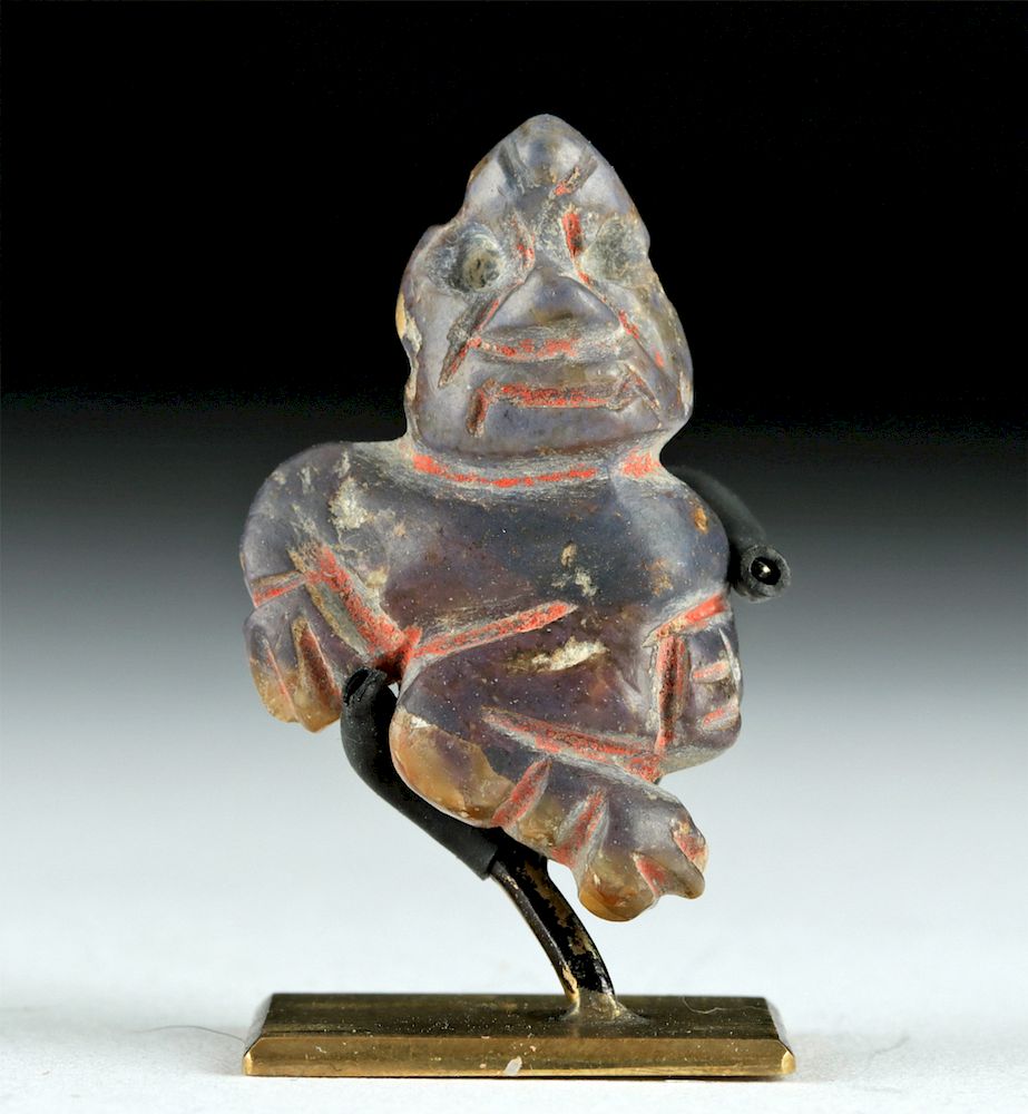 Appraisal: Chavin Sodalite Figural Amulet Cinnabar Deposits Originally Listed At Pre-Columbian