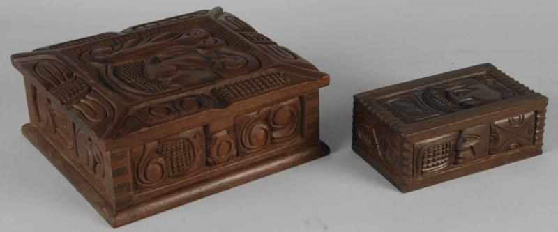 Appraisal: Lot of Carved Honduras Mayan Humidors Description Circa Condition Very