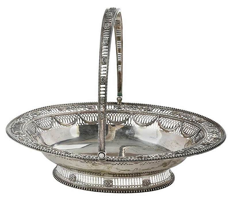 Appraisal: George III English Silver Basket London oval with open work