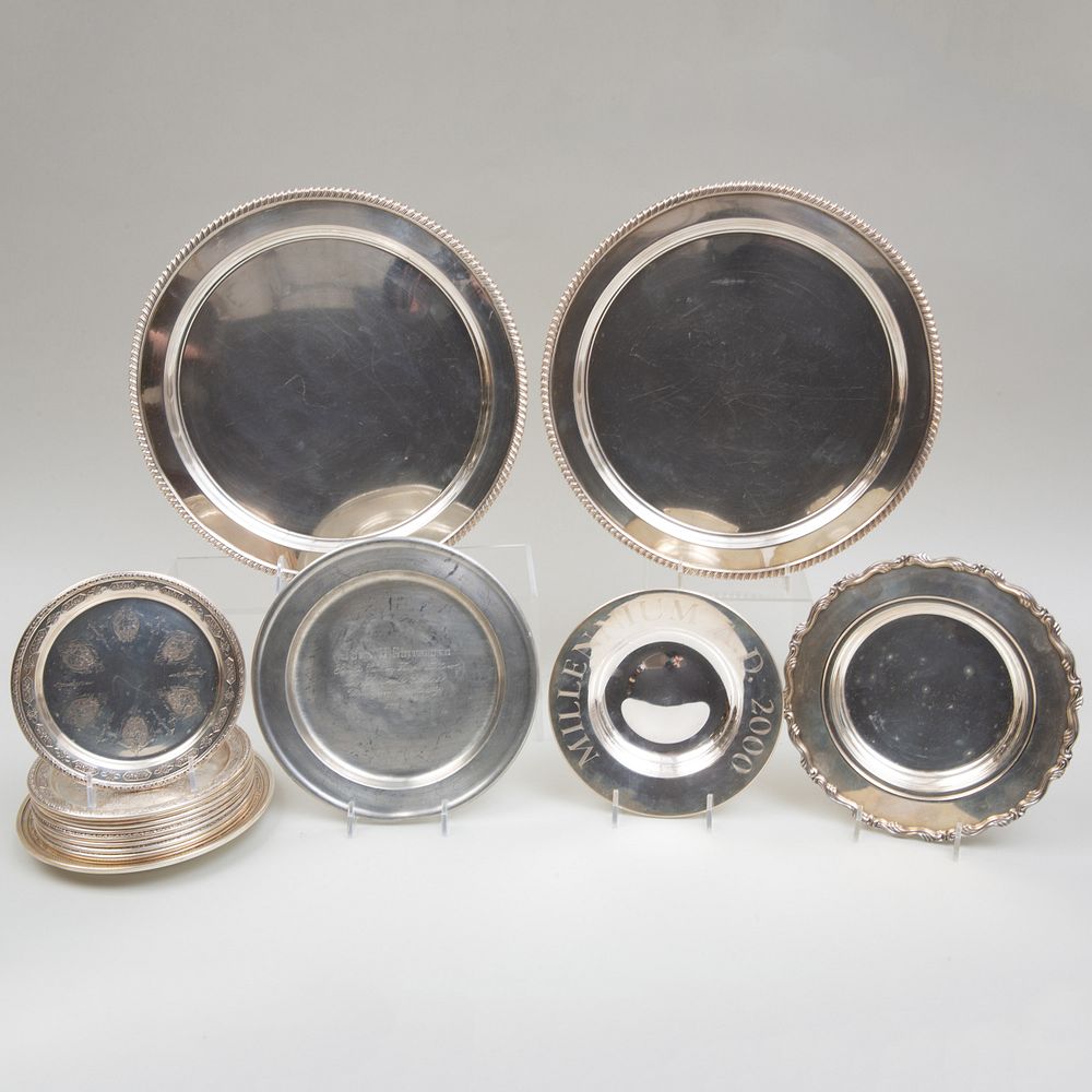 Appraisal: Pair of Tiffany Co Silver Circular Trays with Set of