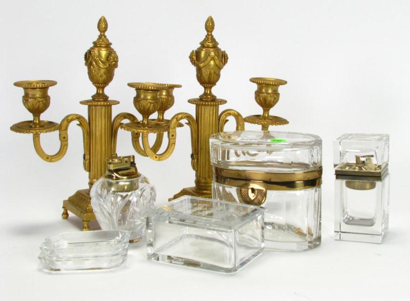 Appraisal: Group of Decorative Accessories including crystal table lighters humidor cigarette