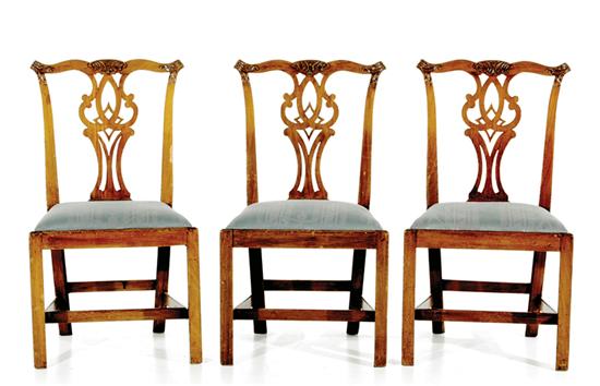 Appraisal: Georgian carved mahogany side chairs circa yoked and eared crest