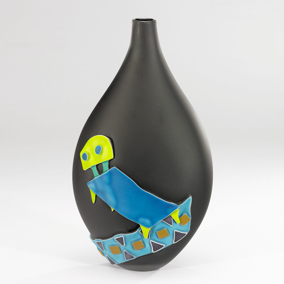 Appraisal: Mark Lewis Canadian b Fused and Sandblasted Glass Chair Vase