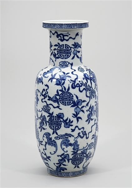 Appraisal: Chinese blue and white porcelain rouleau vase shou characters with