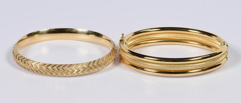 Appraisal: Two Gold Bangle Bracelets K K st item K yellow