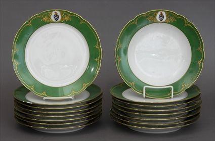 Appraisal: FIFTEEN FRENCH PORCELAIN ARMORIAL DINNER PLATES AND A SOUP PLATE