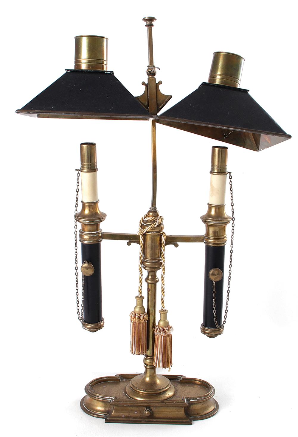 Appraisal: Brass table lamp double-torch design H Provenance Estate of William