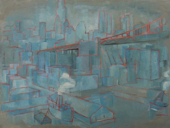 Appraisal: WILLIAM WALTON American - LOOKING TOWARDS MANHATTAN signed and dated