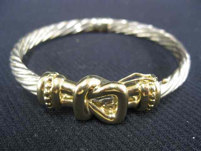 Appraisal: k Gold Sterling Silver Bracelet Yurman style mm cable style