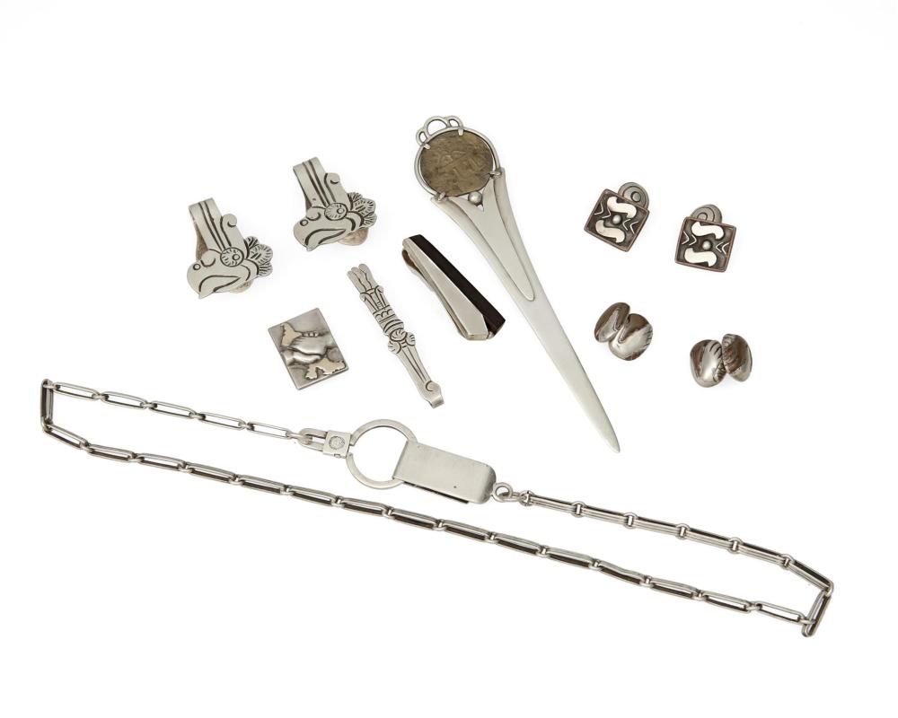 Appraisal: A group of William Spratling gentleman's silver jewelry William Spratling