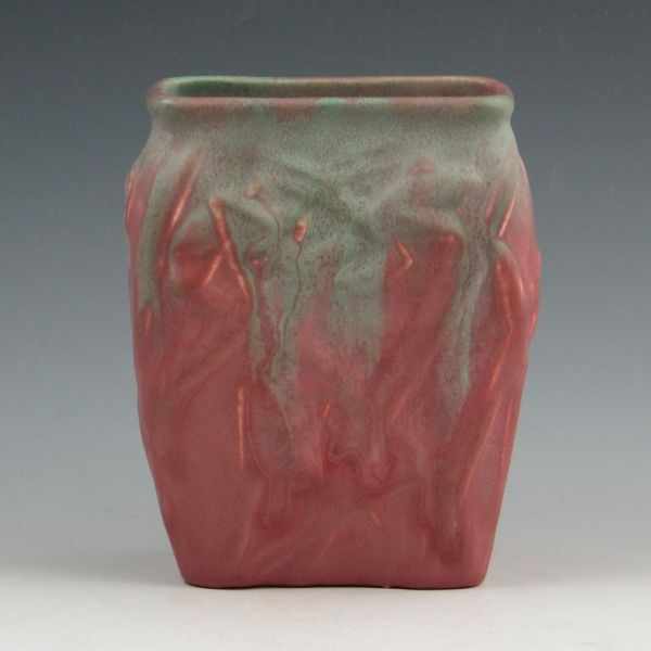 Appraisal: Muncie katydid vase in Matte Green over Rose Marked MUNCIE