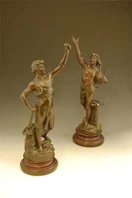 Appraisal: A pair of spelter figures after J B Germain 'Chant