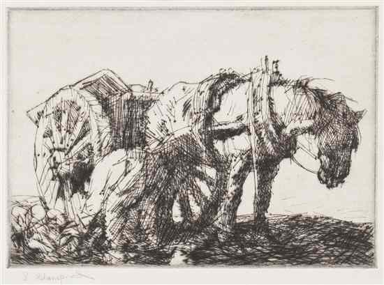 Appraisal: Edmund Blampied British - Gathering Turnips drypoint etching titled and