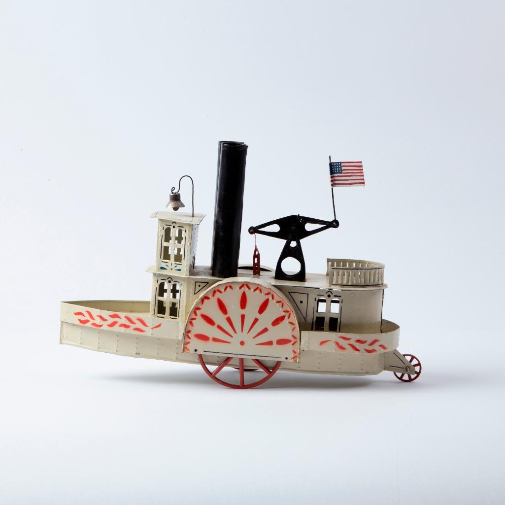 Appraisal: TH C FOLK ART MECHANIZED STEAM BOAT TOY Contemporary folk