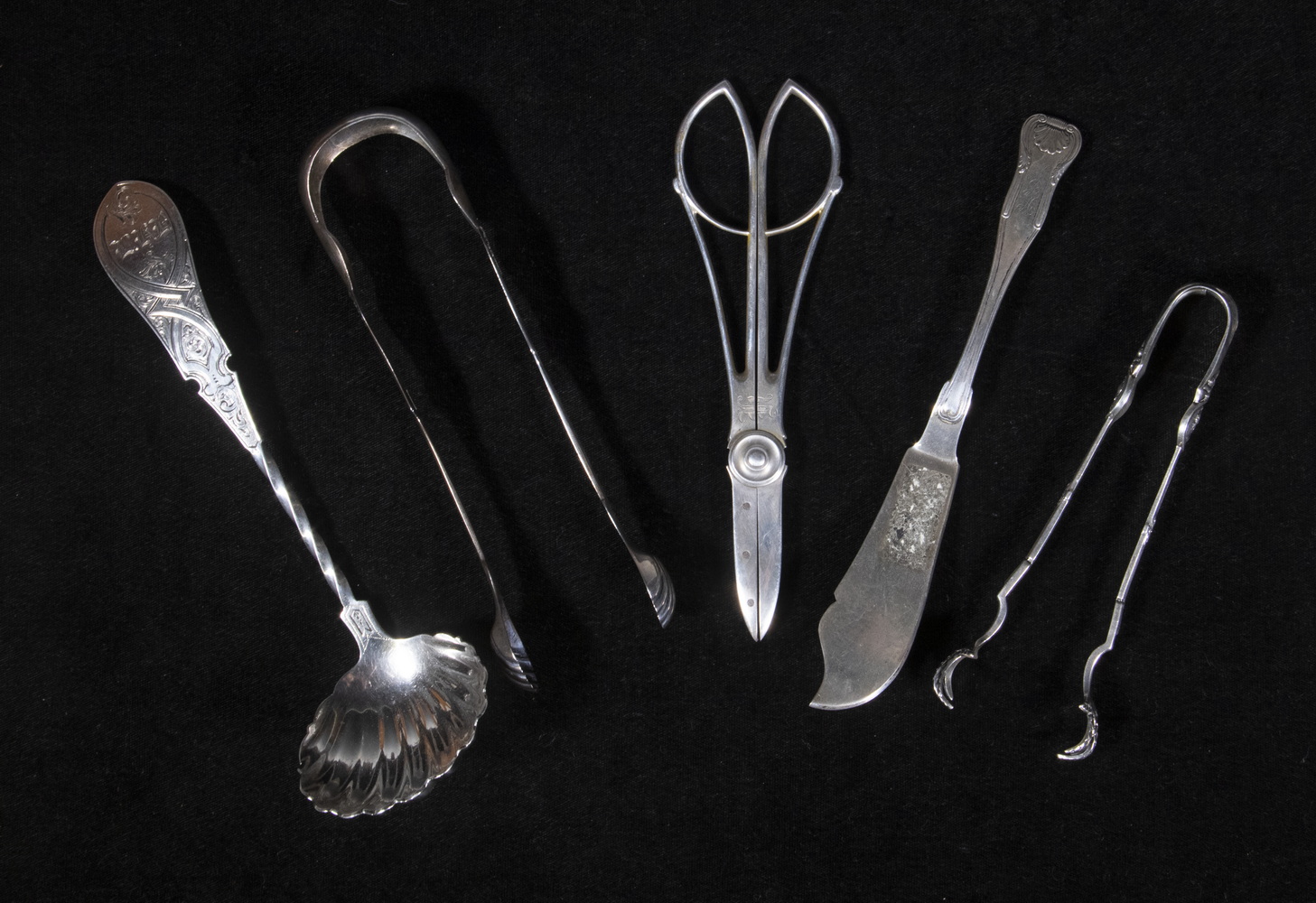 Appraisal: AMERICAN SILVER UTENSILS Pieces incl Aesthetic period coin silver ladle