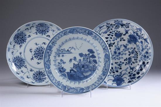 Appraisal: CHINESE BLUE AND WHITE PORCELAIN DISHES Kangxi mark and period