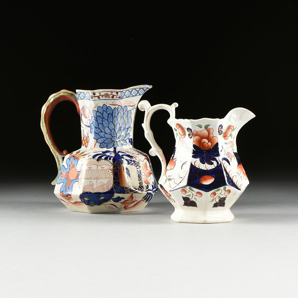 Appraisal: A GROUP OF TWO ENGLISH IMARI STYLE IRONSTONE PITCHERS TH