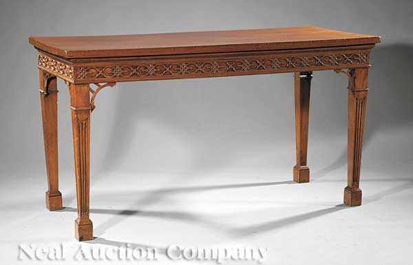 Appraisal: A George III Mahogany Console Table rectangular top blind fretwork