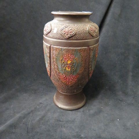 Appraisal: Japanese Pottery Vase deco era bird shield decor