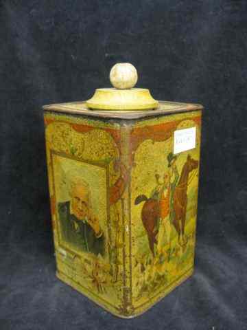 Appraisal: Antique Tin Canister John Peel Fox Hunt secenes