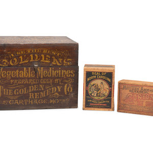 Appraisal: Three Wooden Advertising Boxes including one for Goldens Vegetable Medicines