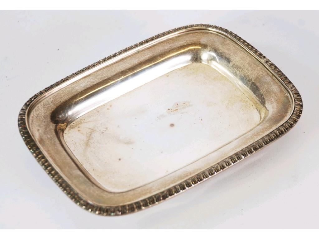 Appraisal: HEAVY SILVER SMALL OBLONG TRAY STAND with straight gadroon border